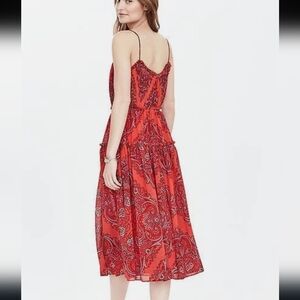 Banana Republic Coral Red Paisley Midi Dress